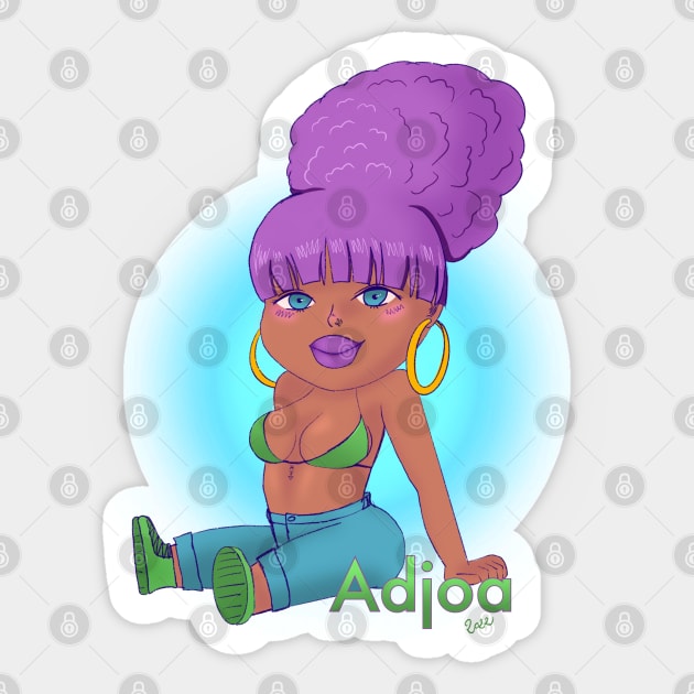 Purple Puff Chillin’ Chibi Sticker by AdjoaSeddoh